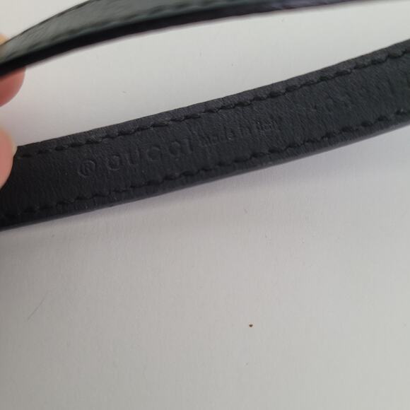 Authentic GUCCI Cell Phone Key Charm Strap Lanyard Leather Black Designer - Picture 6 of 8